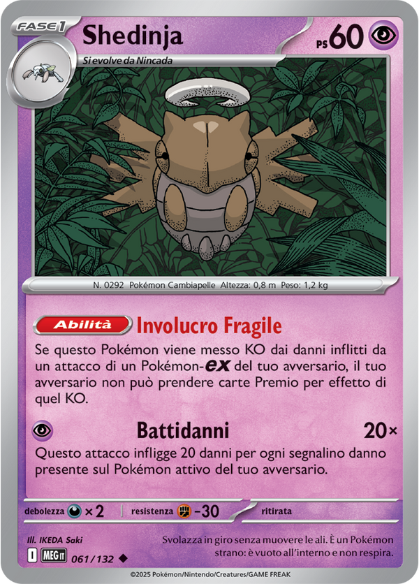 Shedinja MEG 061/132 Reverse Holo - ITA - Near Mint - Megaevoluzione - Carta Pokemon