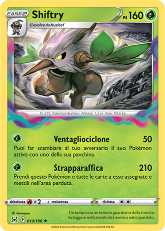 Shiftry 013/196 Reverse Holo - ITA - Near Mint - Spada e Scudo - Origine Perduta - Carta Pokemon