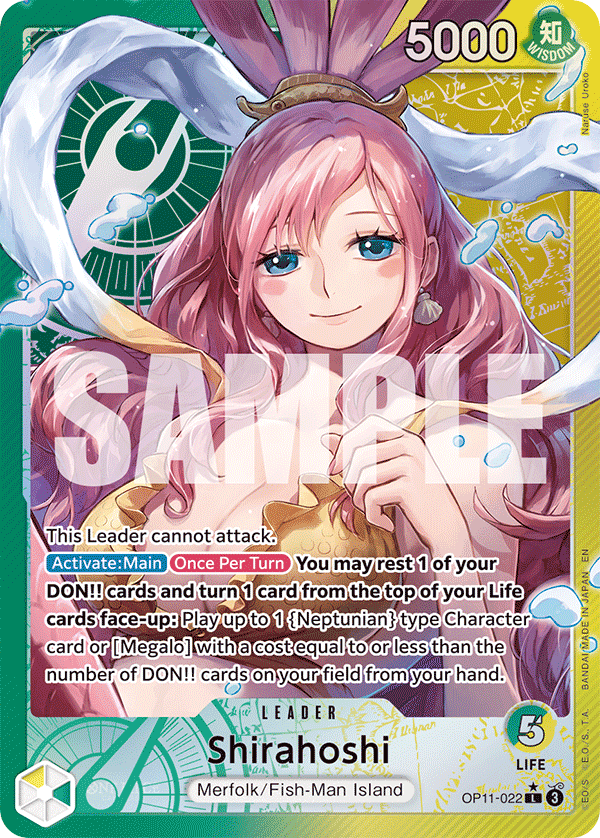 Shirahoshi OP11-022 V2 - Leader Verde/Giallo Alternate Art - Near Mint - A Fist of Divine Speed - Carta One Piece Card Game