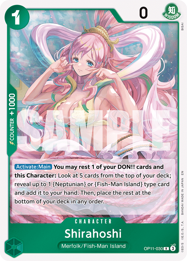 Shirahoshi OP11-030 - Character Verde Rare - Near Mint - A Fist of Divine Speed - Carta One Piece Card Game