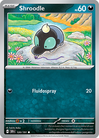 Shroodle 120/191 Reverse Holo - ITA - Near Mint - Scarlatto e Violetto - Scintille Folgoranti - Carta Pokemon