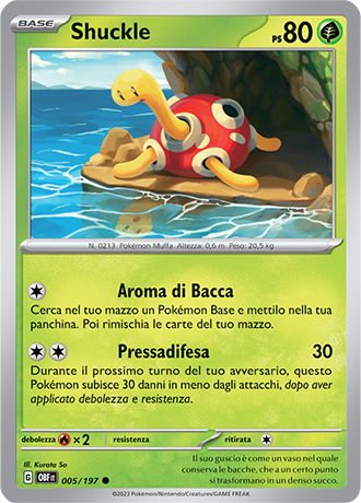 Shuckle 005/197 Reverse Holo - ITA - Near Mint - Scarlatto e Violetto - Ossidiana Infuocata - Carta Pokemon