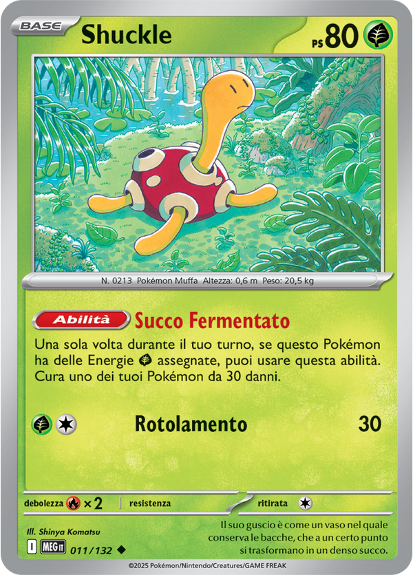 Shuckle MEG 011/132 Reverse Holo - ITA - Near Mint - Megaevoluzione - Carta Pokemon