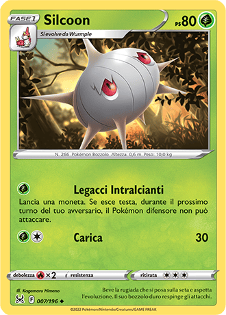 Silcoon 007/196 Reverse Holo - ITA - Near Mint - Spada e Scudo - Origine Perduta - Carta Pokemon