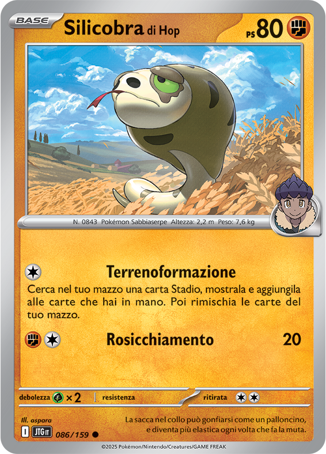 Silicobra di Hop 086/159 Reverse Holo - ITA - Near Mint - Scarlatto e Violetto - Avventure Insieme - Carta Pokemon