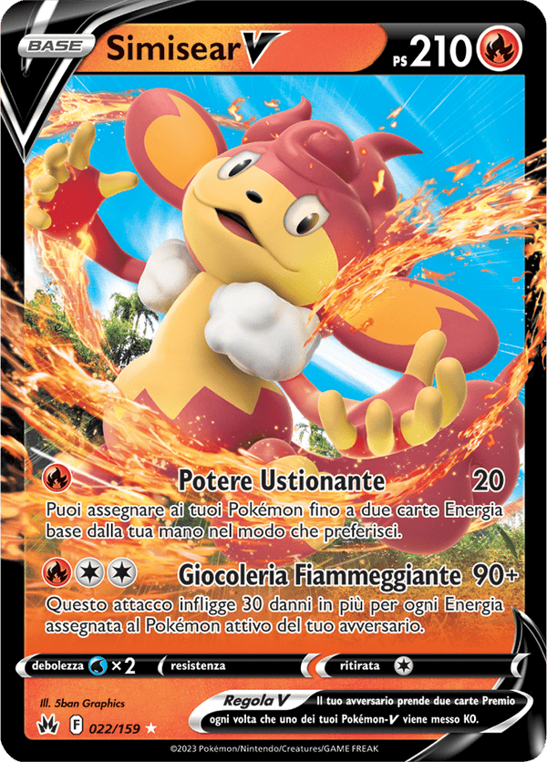 Simisear V 022/159 - ITA - Near Mint - Spada e Scudo - Zenit Regale - Carta Pokemon