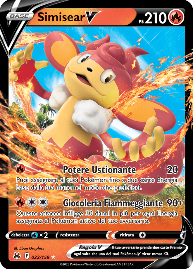 Simisear V 022/159 - ITA - Near Mint - Spada e Scudo - Zenit Regale - Carta Pokemon