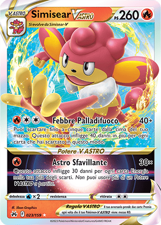 Simisear V Astro 023/159 - ITA - Near Mint - Spada e Scudo - Zenit Regale - Carta Pokemon