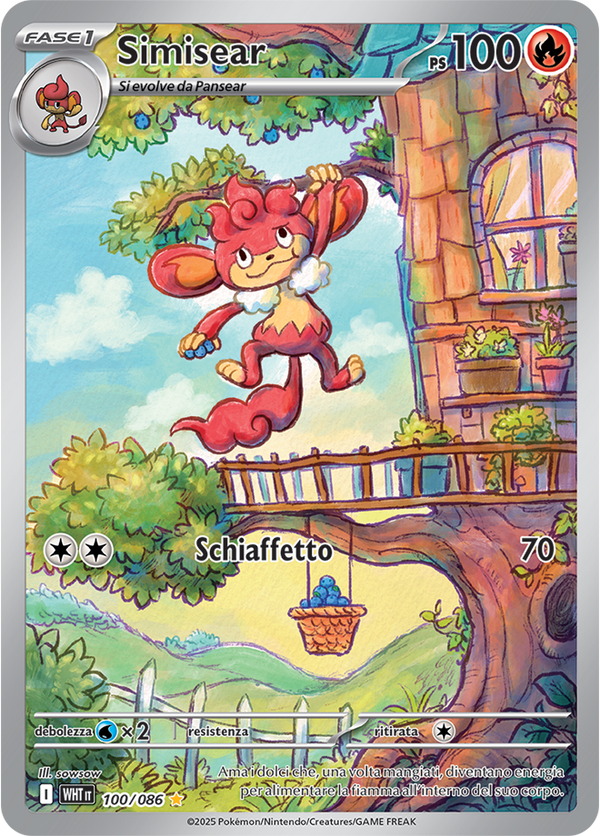 Simisear WHT 100/086 - ITA - Near Mint - Scarlatto e Violetto - Fuoco Bianco - Carta Pokemon