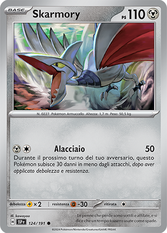 Skarmory 124/191 - ITA - Near Mint - Scarlatto e Violetto - Scintille Folgoranti - Carta Pokemon