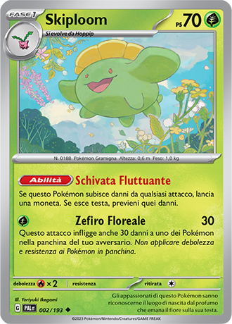 Skiploom 002/193 Reverse Holo - ITA - Near Mint - Scarlatto e Violetto - Evoluzioni a Paldea - Carta Pokemon