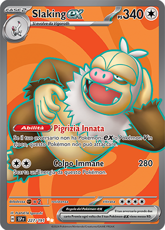 Slaking-ex 227/191 - ITA - Near Mint - Scarlatto e Violetto - Scintille Folgoranti - Carta Pokemon