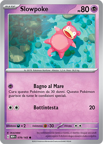 Slowpoke 079/165 Reverse Holo - ITA - Mint - Scarlatto e Violetto - 151 - Carta Pokemon