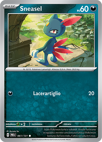 Sneasel 061/131 Reverse Holo - ITA - Near Mint - Scarlatto e Violetto - Evoluzioni Prismatiche - Carta Pokemon