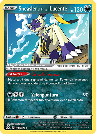 Sneasler di Hisui Lucente 123/196 - ITA - Near Mint - Spada e Scudo - Origine Perduta - Carta Pokemon