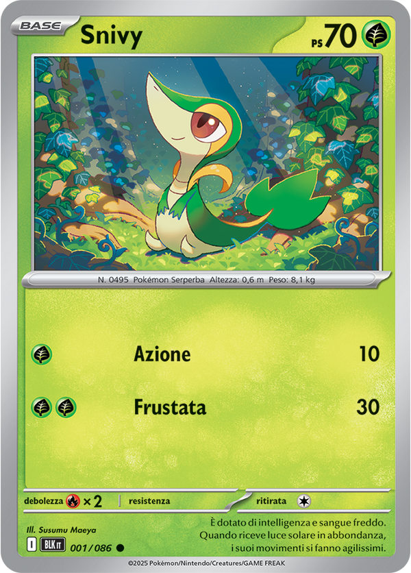 002Snivy BLK 001/086 Reverse Holo - ITA - Near Mint - Scarlatto e Violetto - Luce Nera - Carta Pokemon
