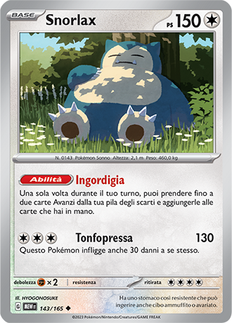 Snorlax 143/165 - ITA - Mint - Scarlatto e Violetto - 151 - Carta Pokemon