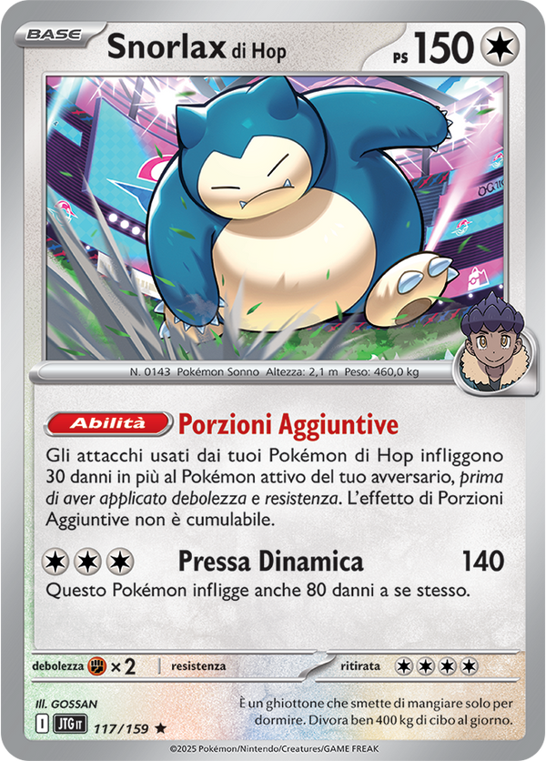 Snorlax di Hop 117/159 Reverse Holo - ITA - Near Mint - Scarlatto e Violetto - Avventure Insieme - Carta Pokemon