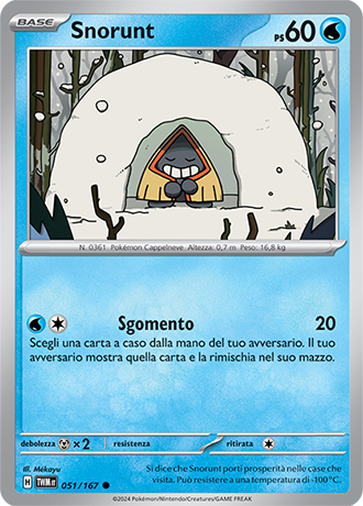 Snorunt 051/167 Reverse Holo Comune - ITA - Near Mint - Scarlatto e Violetto - Crepuscolo Mascherato - Carta Pokemon
