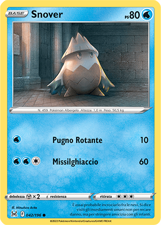 Snover 042/196 Reverse Holo - ITA - Near Mint - Spada e Scudo - Origine Perduta - Carta Pokemon