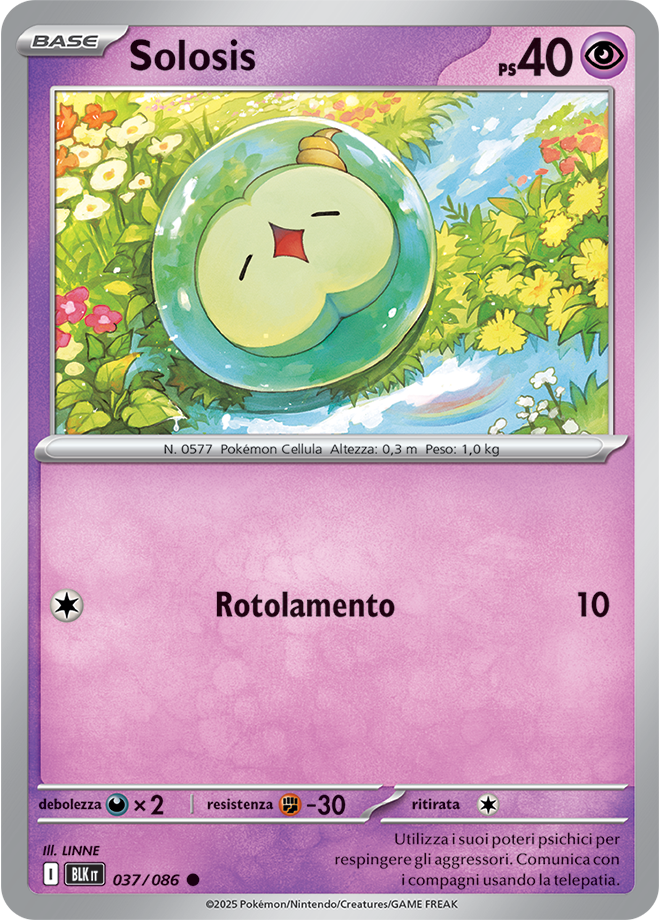 136Solosis BLK 037/086 - ITA - Near Mint - Scarlatto e Violetto - Luce Nera - Carta Pokemon