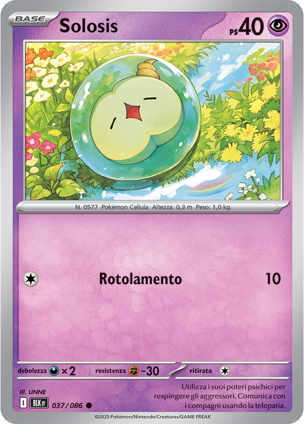 139Solosis BLK 037/086 Reverse Holo Master Ball - ITA - Near Mint - Scarlatto e Violetto - Luce Nera - Carta Pokemon