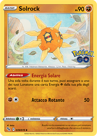 Solrock 039/078 Reverse Holo - ITA - Near Mint - Spada e Scudo - Pokemon GO - Carta Pokemon