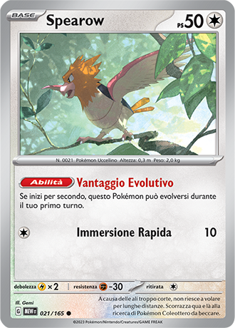 Spearow 021/165 - ITA - Mint - Scarlatto e Violetto - 151 - Carta Pokemon