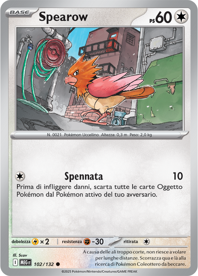 Spearow MEG 102/132 Reverse Holo - ITA - Near Mint - Megaevoluzione - Carta Pokemon