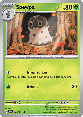 Spewpa 006/191 - ITA - Near Mint - Scarlatto e Violetto - Scintille Folgoranti - Carta Pokemon