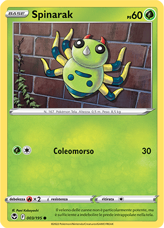 Spinarak 003/195 Reverse Holo - ITA - Near Mint - Spada e Scudo - Tempesta Argentata - Carta Pokemon