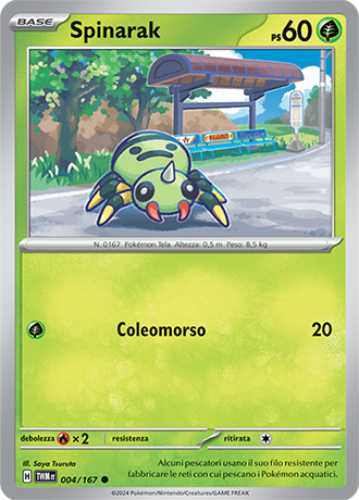 Spinarak 004/167 Reverse Holo Comune - ITA - Near Mint - Scarlatto e Violetto - Crepuscolo Mascherato - Carta Pokemon