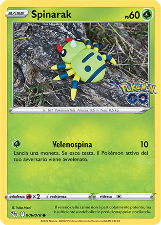 Spinarak 006/078 Ditto Holo Reverse - ITA - Near Mint - Spada e Scudo - Pokemon GO - Carta Pokemon