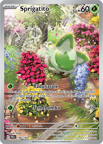 Sprigatito 196/193 Illustrazione Rara - ITA - Near Mint - Scarlatto e Violetto - Evoluzioni a Paldea - Carta Pokemon