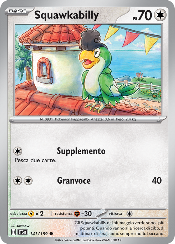 Squawkabilly 141/159 Reverse Holo - ITA - Near Mint - Scarlatto e Violetto - Avventure Insieme - Carta Pokemon