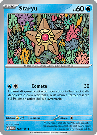 Staryu 120/165 Reverse Holo - ITA - Mint - Scarlatto e Violetto - 151 - Carta Pokemon