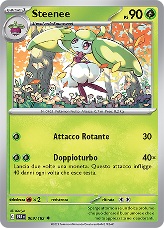 Steenee 009/182 Reverse Holo - ITA - Near Mint - Scarlatto e Violetto - Paradosso Temporale - Carta Pokemon