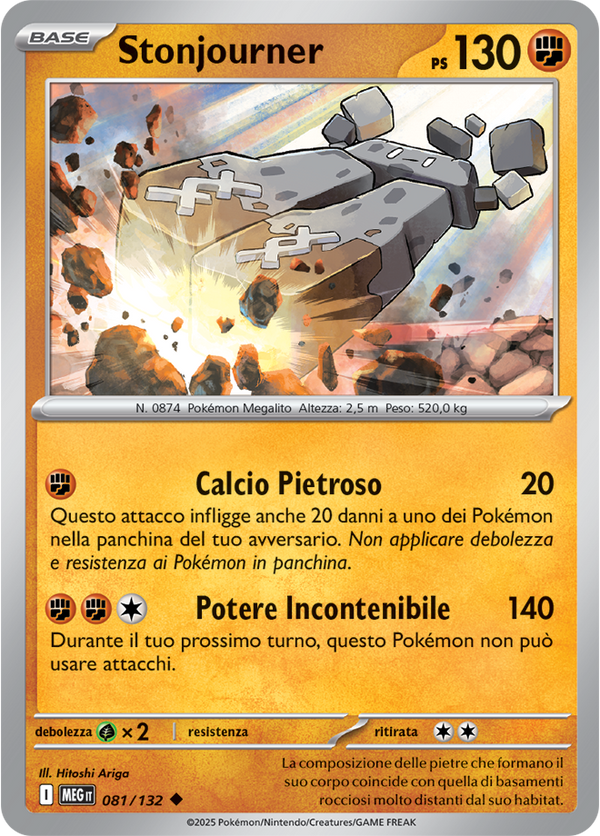 Stonjourner MEG 081/132 - ITA - Near Mint - Megaevoluzione - Carta Pokemon