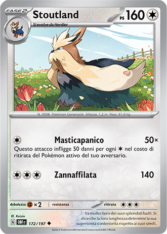 Stoutland 172/197 Reverse Holo - ITA - Near Mint - Scarlatto e Violetto - Ossidiana Infuocata - Carta Pokemon