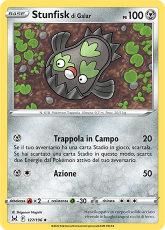 Stunfisk di Galar 127/196 Reverse Holo - ITA - Near Mint - Spada e Scudo - Origine Perduta - Carta Pokemon