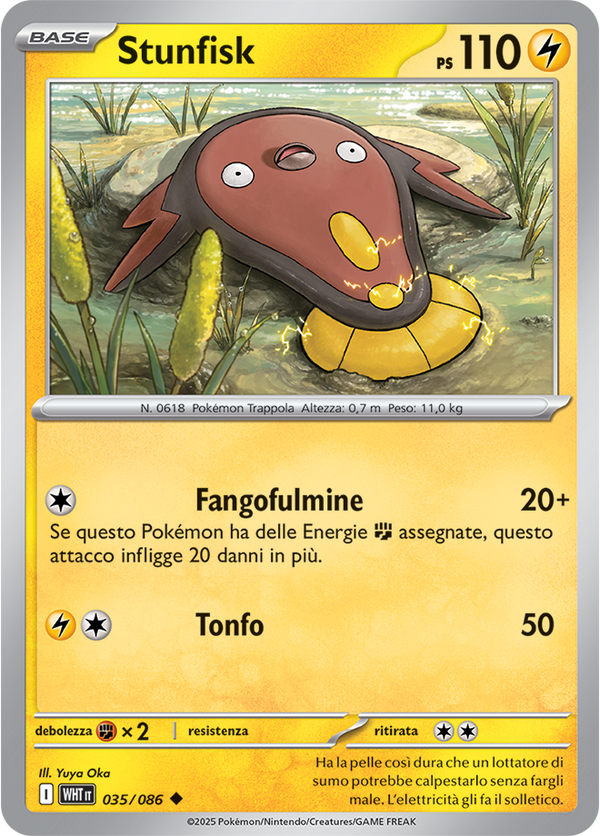Stunfisk WHT 035/086 Reverse Holo Master Ball - ITA - Near Mint - Scarlatto e Violetto - Fuoco Bianco - Carta Pokemon