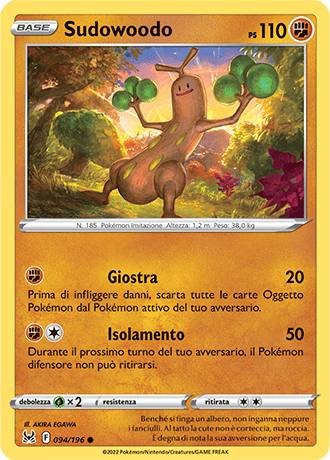 Sudowoodo 094/196 Reverse Holo - ITA - Near Mint - Spada e Scudo - Origine Perduta - Carta Pokemon