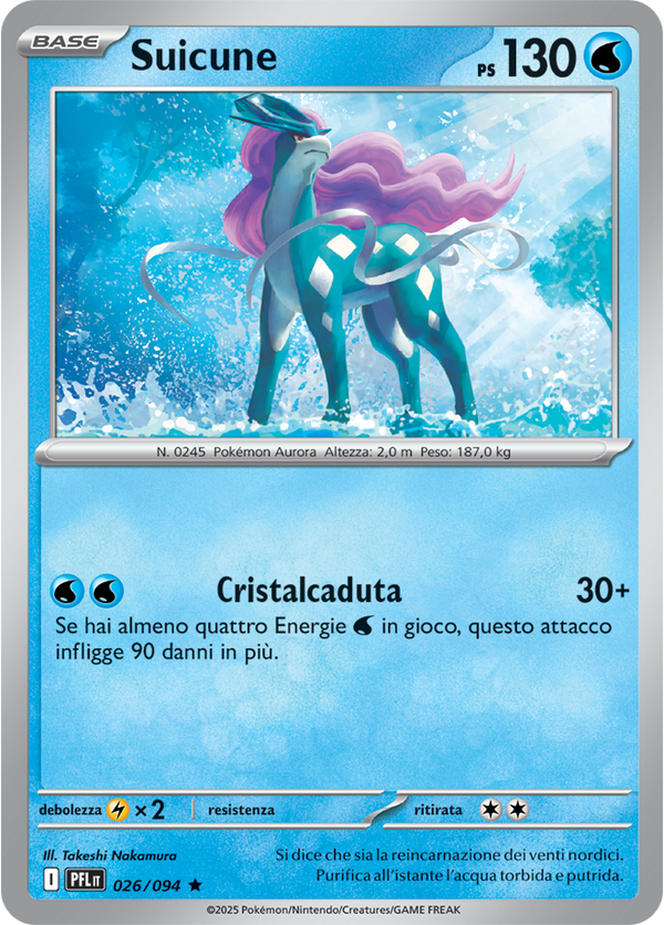 Suicune PFL 026/094 Reverse Holo - ITA - Near Mint - Megaevoluzione - Fiamme Spettrali - Carta Pokemon