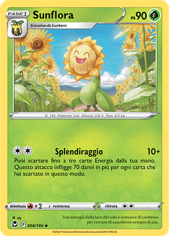 Sunflora 006/195 Reverse Holo - ITA - Near Mint - Spada e Scudo - Tempesta Argentata - Carta Pokemon
