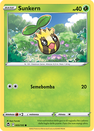 Sunkern 005/195 Reverse Holo - ITA - Near Mint - Spada e Scudo - Tempesta Argentata - Carta Pokemon
