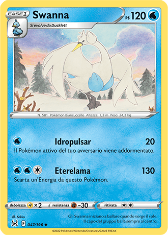 Swanna 047/196 Reverse Holo - ITA - Near Mint - Spada e Scudo - Origine Perduta - Carta Pokemon