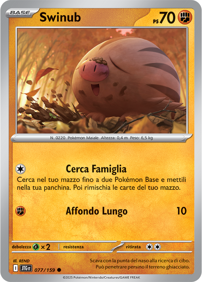 Swinub JTG 077/159 - ITA - Near Mint - Scarlatto e Violetto - Avventure Insieme - Carta Pokemon