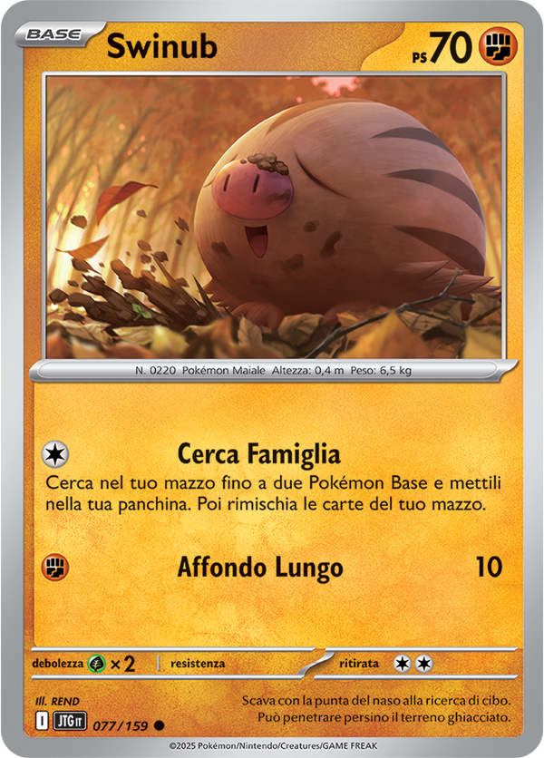 Swinub 077/159 Reverse Holo - ITA - Near Mint - Scarlatto e Violetto - Avventure Insieme - Carta Pokemon
