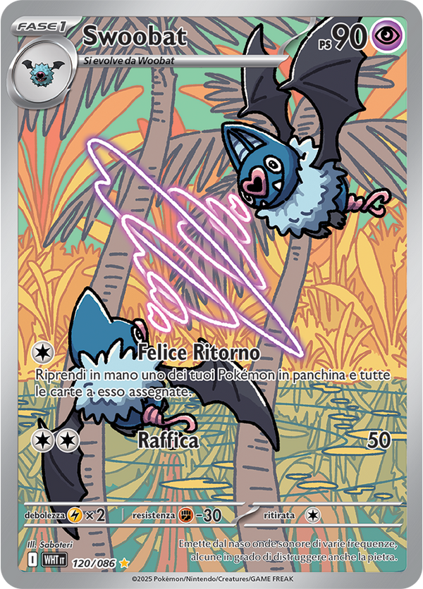 Swoobat WHT 120/086 - ITA - Near Mint - Scarlatto e Violetto - Fuoco Bianco - Carta Pokemon