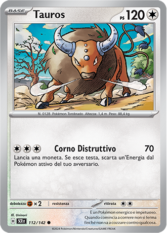 Tauros 112/142 - ITA - Near Mint - Scarlatto e Violetto - Corona Astrale - Carta Pokemon